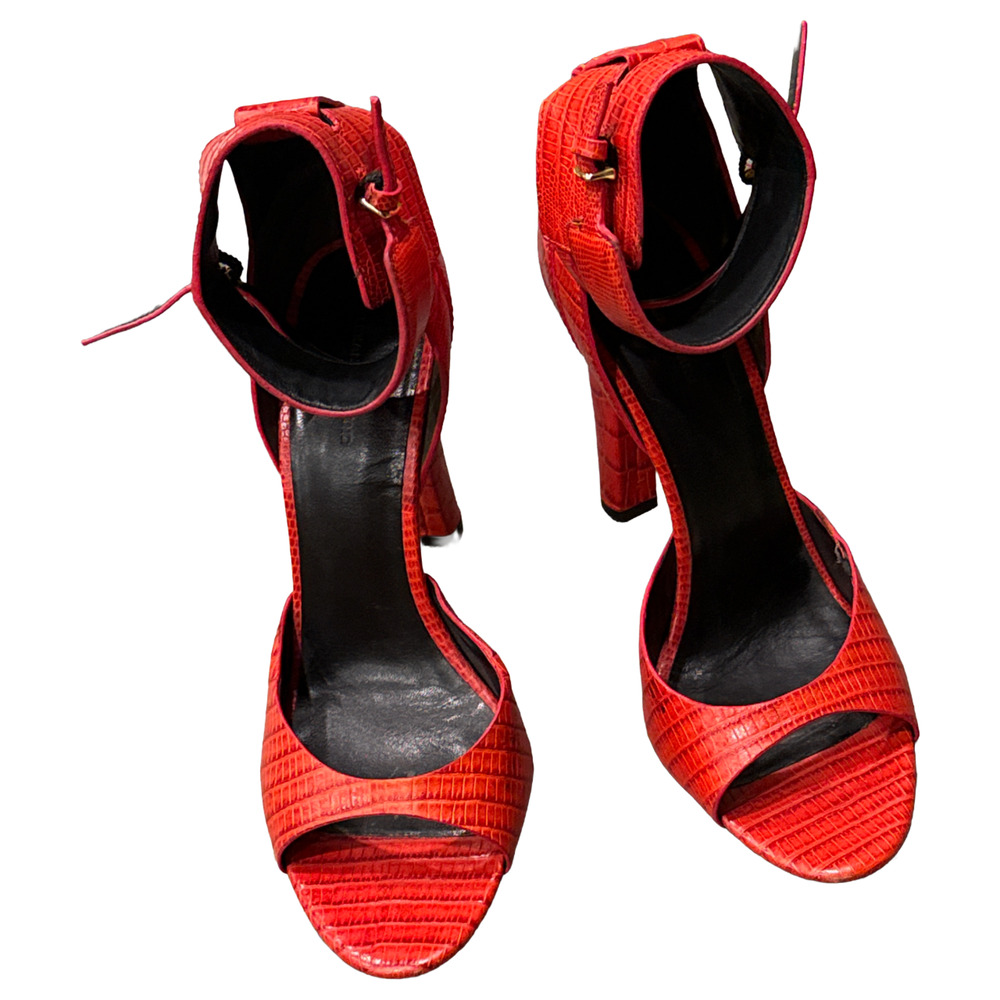 Alexander Wang Aminata Red Croc Leather Ankle Cuff Strap Open Toe Sandals 41 11